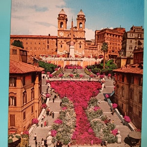 Roma - Piazza di Spagna - Trinità dei Monti - Cartolina d'epoca