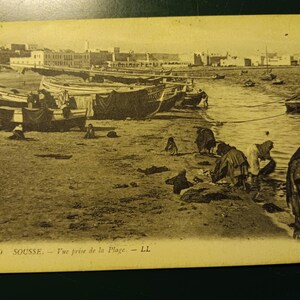 Sousse - Vue Prize de la plage - Tunísia - Cartão Postal Vintage