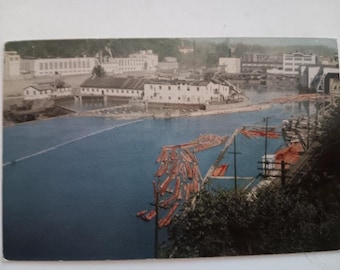Willamette River at Oregon City, Oregon - Vintage Postcard