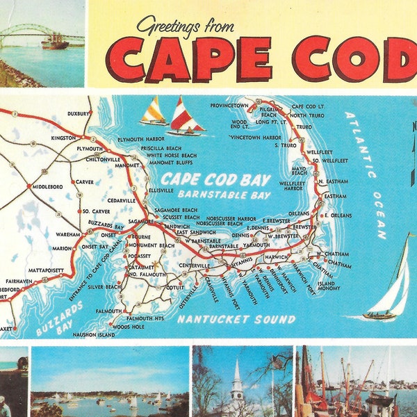 Greetings from Cape Cod, Massachusetts - 1972 Vintage Postcard