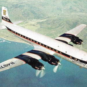 Delta C & S Airlines Golden Crown DC-7 - carte postale vintage