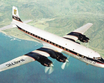 Delta C & S Airlines Golden Crown DC-7 - Vintage Postcard