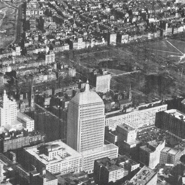 Boston's future skyline with proposed addition to John Hancock Mutual Life Insurance Company - Massachusetts - Vintage Postcard