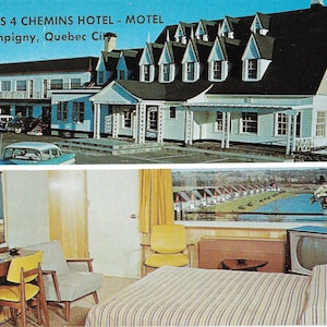 L' Auberge Des 4 Chemins Hotel-Motel - Champigny - Québec City, Kanada - Vintage Postkarte