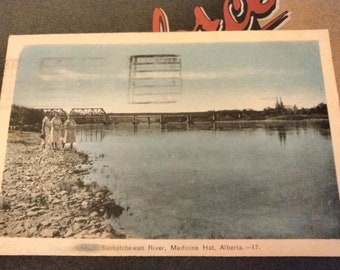 Río Saskatchewan - Medicine Hat, Alberta - Postal Vintage
