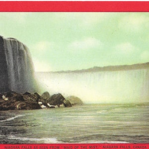 Cartão Postal Niagara Falls de "Maid of the Mist" - Niagara, Canadá - 1934 Vintage