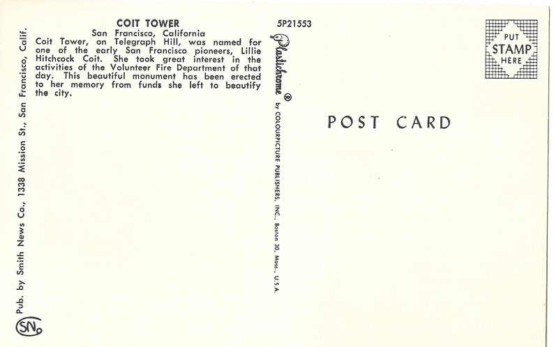 Vintage Postcard San Francisco Coit Tower California