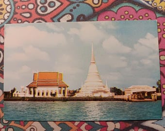 Phra Chedi Klang Nam - Entrance of Chao Phraya River - Thialand - Vintage Postcard