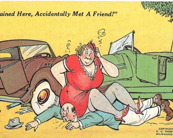 Detained Here, Accidentally Met A Friend! - Vintage Postcard