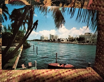 Hotel Row and Indian Creek - Miami Beach, Florida - Vintage Postcard