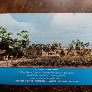Stephen Foster Memorial - White Springs, Flórida - Cartão postal vintage