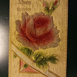 A Happy Birthday - Vintage Postcard