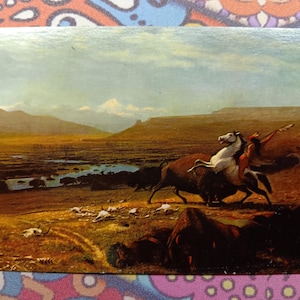 Último dos Búfalos - Pintura de Albert Bierstadt - Cartão Postal Vintage
