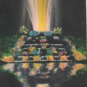 Night View of Electric Fountain, Forest Park - St Louis, Missouri - Vintage Postcard