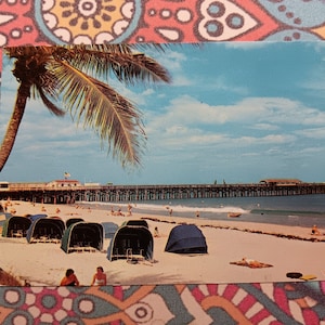 Playa y muelle - Palm Beach, Florida - Postal vintage
