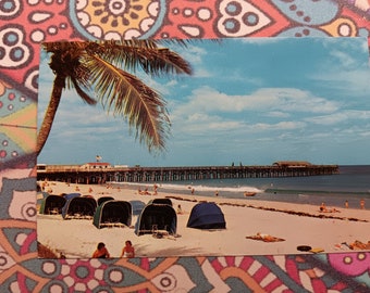 Beach & Pier - Palm Beach, Florida - Vintage Postcard