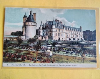 Chenonceaux - Le Chateau - La Facade Occidentale - Vue Des Jardins - Vintage Postcard