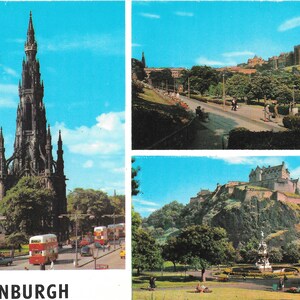 The Scott Monument - Princes Street Gardens - Le Château - Édimbourg - Carte postale vintage 1970