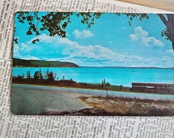 Crystal Lake at M22 and Crystal Drive - Vintage postcard