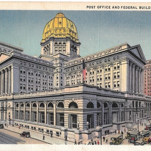 Bureau de poste et bâtiment fédéral - Chicago, Illinois - carte postale vintage
