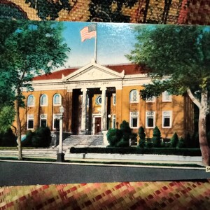Bibliothèque Carnegie - Cheyenne, Wyoming - carte postale vintage