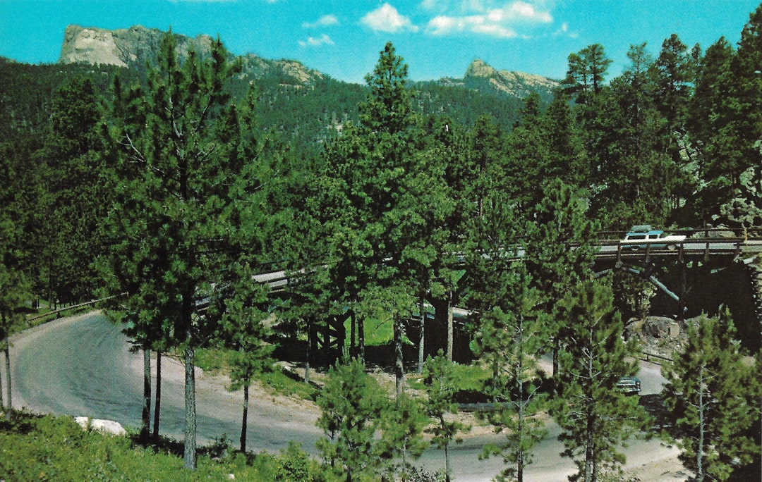 Pigtail Bridge on Iron Mountain Road Black Hills, South Dakota Vintage
