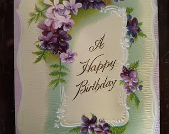 A Happy Birthday - Vintage Postcard