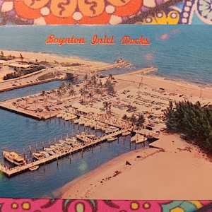 Muelle de entrada Boynton de Martie Hahn - Boynton Beach, Florida - Postal vintage