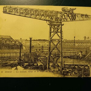 Pont de Recouvrance, un puente levadizo vertical en Brest, Francia, sobre el río Penfeld - Postal antigua