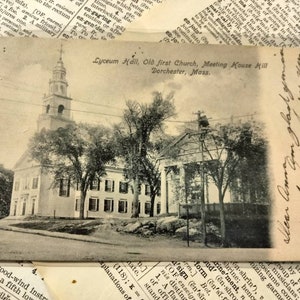 Lyceum Hall - Ancienne première église - Meeting House Hill Dorchester, Massachusetts - Carte postale ancienne