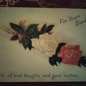 Zum Geburtstag - mit allen guten Gedanken und guten Wünschen - 1923 Vintage Postkarte