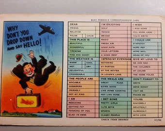 Carte de correspondance d’une personne occupée - Pourquoi ne descendez-vous pas et ne dites-vous pas bonjour ! - Carte postale vintage