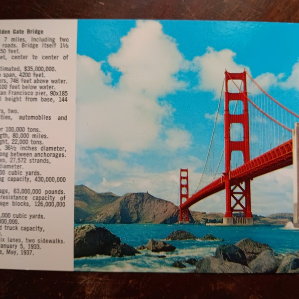 Golden Gate Bridge - San Francisco, California - Vintage Postcard