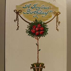 Cartão Postal Um Aniversário Alegre - Vintage 1914