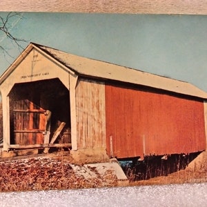 Phillips  Bridge - over Big Pond in Parke county -Postcard