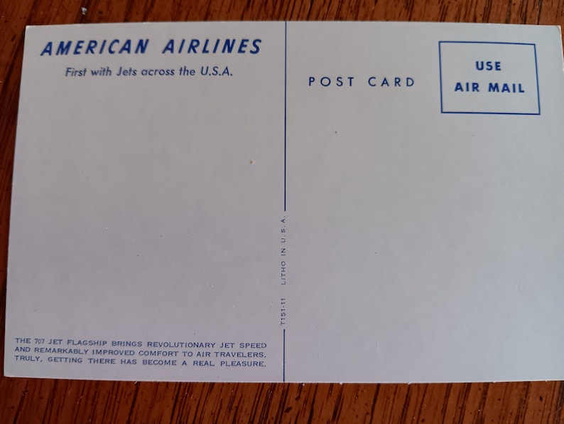 American Airlines - 707 Jet Flagship - Vintage Postcard - Etsy
