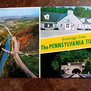 L'autoroute la plus pittoresque du monde - Pennsylvania Turnpike - Carte postale ancienne