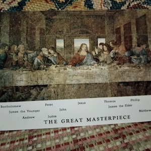 Saludos desde la gran obra maestra: un mosaico de Leonardo Da Vinci - Postal vintage