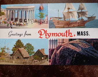 Pozdrowienia z Plymouth, Massachusetts - Vintage Postcard