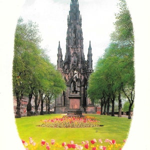 Le monument Scott - Édimbourg - Carte postale vintage 1981