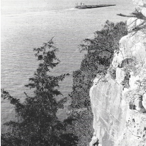 Scena del fiume - Fiume Ohio - Battery Rock sotto Shawneetown - Grande Egitto - Cartolina vintage
