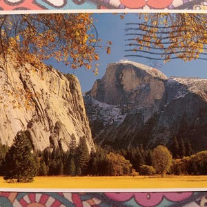 Demi dôme en automne - Série d'impressions couleur Yosemite - Carte postale vintage 1985