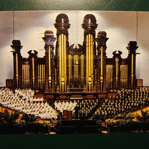 Intérieur du taberbacle mormon - Temple Square - Salt Lake City, Utah - Carte postale vintage 1964