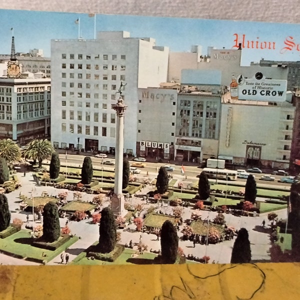 Union Square in San Francisco, California - Vintage Postcard