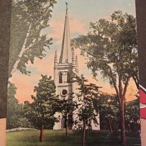 Cartão Postal Primeira Igreja em Ipswich, Massachusetts - Vintage