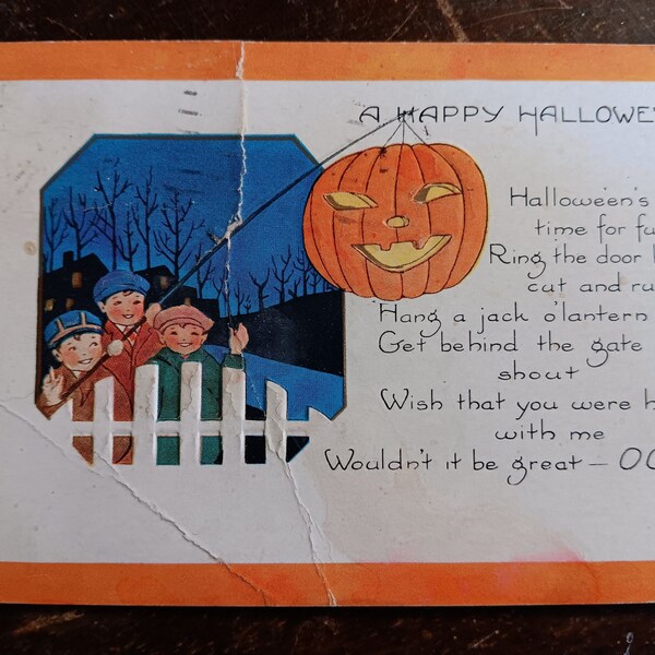 A Happy Halloween - 1924 Vintage Postcard