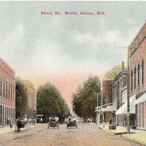 Pearl St., Nord Salem, Indiana - Vintage Postkarte