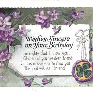 Herzliche Grüße zum Geburtstag - Vintage Postkarte