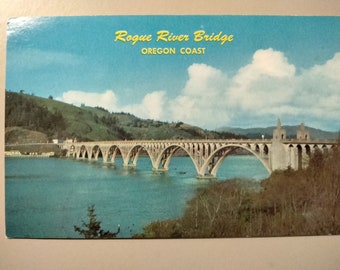 Rogue River  Bridge- Oregon Coast- Vintage Postcard