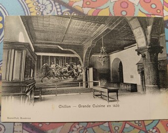 Chillon - Grande Cuisine en 1439 - Suisse - Carte postale vintage